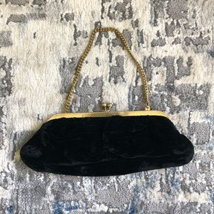 Vintage retro snap black evening bag gold chain
